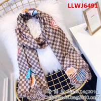 路易威登LV經典印花格子配色圍巾 LLWJ6491