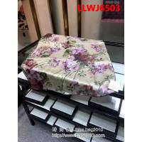GUCCI古馳經典款 天竺葵雙層雙面印花蠶絲長圍巾 688068 LLWJ6503