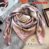 HERMES愛馬仕2018專櫃新品真絲緞面燙金大方巾 LLWJ6568