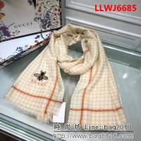 GUCCI古馳官網 18年秀場小千鳥格羊絨長圍巾 LLWJ6685