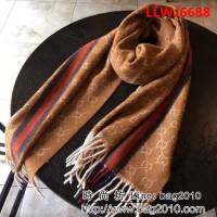 GUCCI古馳2018最新款原單 經典LOGO提花風格羊絨長巾 LLWJ6688