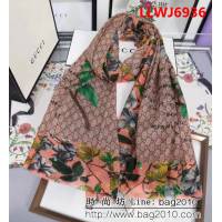 GUCCI古馳海外原版 logo花紋圖案羊絨長圍巾 LLWJ6936