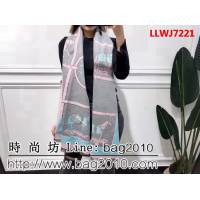 HERMES愛馬仕秋冬新款 H家俊馬圖羊絨拉毛圍巾 LLWJ7221