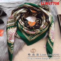 HERMES愛馬仕經典款 2018專櫃新品真絲緞面燙金大方巾 LLWJ7708
