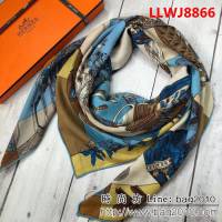 HERMES愛馬仕海外專櫃款羊絨真絲方巾 LLWJ8866