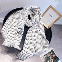 CHANEL圍巾 香奈兒刺繡logo經典格紋 百搭爆款輕薄女圍巾  llwj6593
