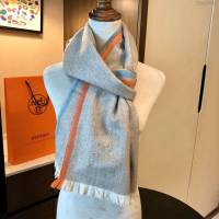 HERMES圍巾 2019新品 羊絨經典條紋編織圍巾 愛馬仕爆款情侶長圍巾  llwj6658