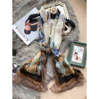 GUCCI圍巾 古馳經典真絲系列 GUCCI經典元素蘭花皮扣圖案 桑蠶絲真絲女絲巾  llwj6925