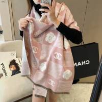 CHANEL專櫃新款女士圍巾披肩 香奈兒2022新款山茶花小香圍巾  mmj1027