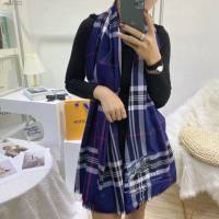 Burberry經典寬格混紡大規格披肩經典格子披肩圍巾 巴寶莉2021新款女士棉絨圍巾  mmj1321
