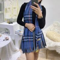 Burberry雙面印花羊絨粗紡圍巾 巴寶莉2021新款女士格紋流蘇圍巾  mmj1327
