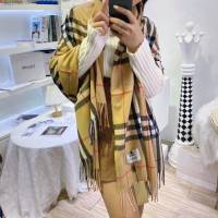Burberry經典寬格混紡大披肩 經典格子女士圍巾披肩 巴寶莉2021新款羊毛羊絨圍巾  mmj1346