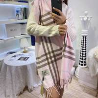 Burberry經典寬格混紡大披肩 經典格子女士圍巾披肩 巴寶莉2021新款羊毛羊絨圍巾  mmj1347
