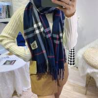 Burberry經典寬格混紡大披肩 經典格子女士圍巾披肩 巴寶莉2021新款羊毛羊絨圍巾  mmj1352