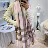 Burberry經典寬格混紡大披肩 經典格子女士圍巾披肩 巴寶莉2021新款羊毛羊絨圍巾  mmj1353