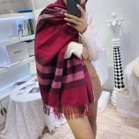 Burberry經典寬格混紡大披肩 經典格子女士圍巾披肩 巴寶莉2021新款羊毛羊絨圍巾  mmj1355