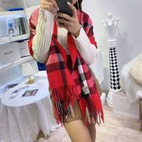 Burberry經典寬格混紡大披肩 經典格子女士圍巾披肩 巴寶莉2021新款羊毛羊絨圍巾  mmj1357