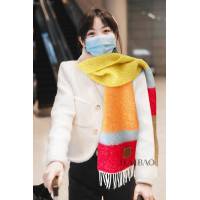 loewe女士圍巾 羅意威2021款拼色羊絨長巾  mmj1420