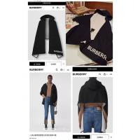 Burberry水晶圖案絲毛連帽斗篷披肩 巴寶莉2021新款真絲羊毛女士披風圍巾  mmj1490