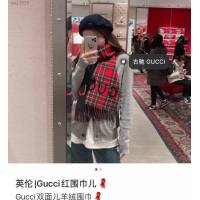 Gucci經典羊絨長巾 古馳最新款羊絨圍巾 古琦情侶款格子圍巾  mmj1528