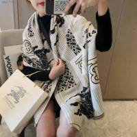 Burberry新款AB面保暖披肩圍巾 巴寶莉2021新款米須提花女士圍巾  mmj1653