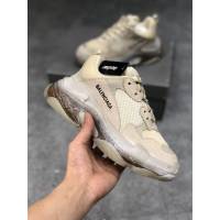 Balenciaga經典款男鞋 真氣墊底奶茶色巴黎世家頂級版本透明氣墊鞋 Balenciaga Triple S老爹鞋 Balenciaga情侶款老爹鞋  hdbl1006