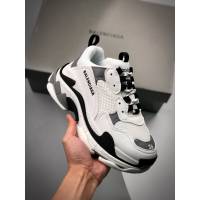 Balenciaga經典款男女鞋 巴黎世家頂級版本Triple S大底LOGO黑白灰老爹鞋 Balenciaga情侶款老爹鞋  hdbl1205