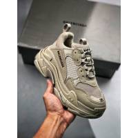 Balenciaga經典款男女鞋 巴黎世家頂級版本Triple S大底LOGO米灰老爹鞋 Balenciaga情侶款老爹鞋  hdbl1206