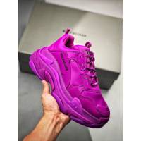 Balenciaga經典款男女鞋 巴黎世家頂級版本Triple S大底LOGO紫粉彈幕老爹鞋 Balenciaga情侶款老爹鞋  hdbl1213