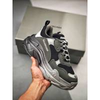 Balenciaga經典款男女鞋 巴黎世家頂級版本Triple S大底LOGO黑灰漸變老爹鞋 Balenciaga情侶款老爹鞋  hdbl1214