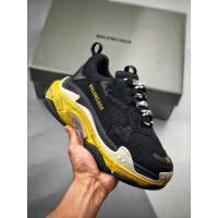 Balenciaga經典款男女鞋 巴黎世家頂級版本Triple S大底LOGO黑黃配色老爹鞋 Balenciaga情侶款老爹鞋  hdbl1215