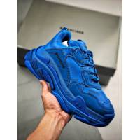 Balenciaga經典款男女鞋 巴黎世家頂級版本Triple S大底LOGO藍彈幕老爹鞋 Balenciaga情侶款老爹鞋  hdbl1216