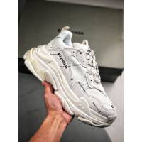 Balenciaga經典款男女鞋 巴黎世家頂級版本Triple S大底LOGO純白彈幕老爹鞋 Balenciaga情侶款老爹鞋  hdbl1217