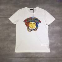Versace短袖衣 2019春夏新款刺繡燙鑽 範思哲男士白色T恤  tzy1798