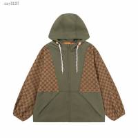 Gucci古奇專櫃古馳2023FW新款提花拼接立體剪裁連帽風衣外套 男女同款 tzy3137