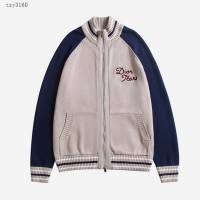 Dior專櫃迪奧2023FW新款拼色平紋針織刺繡高領拉鏈毛衣外套 男女同款 tzy3160