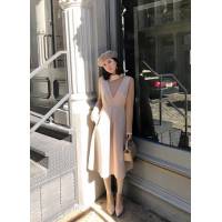 Chanel香奈兒 法國專櫃同步新款 小高斜領撞色打底衫 毛呢背帶裙 套裝 顯高顯瘦  xly1138