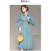 Chanel香奈兒 法國專櫃同步新款 2019新款 高端精品女裝 文藝範小清新 純色收腰 修身顯瘦 中長款連衣裙  xly1160