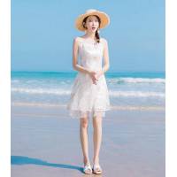 Chanel女裝 香奈兒連衣裙 法國專櫃同步 2019新款 刺繡V領 微透紗多層蕾絲裙 女款連衣裙  xly1420