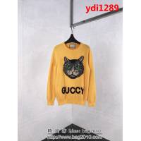 GUCCI古馳 2018SS新款 黃色貓咪刺繡圖案 簡單百搭羊毛衫 情侶款 ydi1289