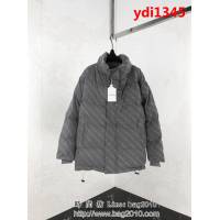 BALENCIAGA巴黎世家 18ss秋冬新款 灰色報紙滿Logo印花 大版棉服 情侶款 ydi1345
