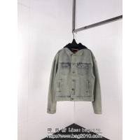 424on Fairfax 洛杉磯潮牌 18fw新款 牛仔連帽夾克 做舊水洗外套 情侶款 ydi1432