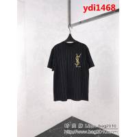 YSL聖羅蘭 19ss最新元素 條紋萬鑽 加厚純棉短袖 情侶款 ydi1468