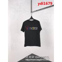 VERSACE範思哲 19ss早春新款 彩色Versace字母刺繡logo 精梳棉短袖 男女同款 ydi1679