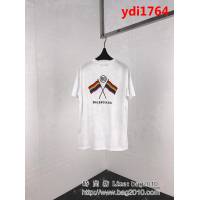 BALENCIAGA巴黎世家  19早春新款 刺繡彩旗 純棉男款白色短袖 ydi1764
