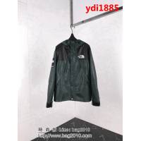 SUPREME X TNF 重工聯名皮質 軍綠色 抓絨衝鋒衣 情侶款 ydi1885