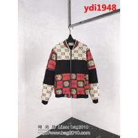 GUCCI古馳 18ss秋冬新款 雙G小logo 羅紋拼色鹿皮絨 加絨夾克外套 情侶款 ydi1948
