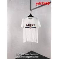 GUCCI古馳 19ss早春新款 燙金亮片LOGO 雙股絲光棉 白色短袖 情侶款 ydi1969