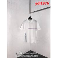 FENDI芬迪  19ss早春新款 粉色豎條FF印花logo 白色絲光珠地棉 男款Polo衫 ydi1976