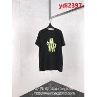MONCLER蒙口 19ss早春新款 綠色毛巾布刺繡圖案 袖口最新笑臉貼章 黑色男款短袖 ydi2397